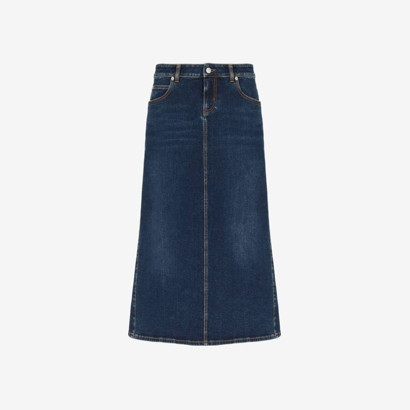 Alexander McQueen Women's Blue Denim Pencil Skirt - 8 (Cotton & Elastan)